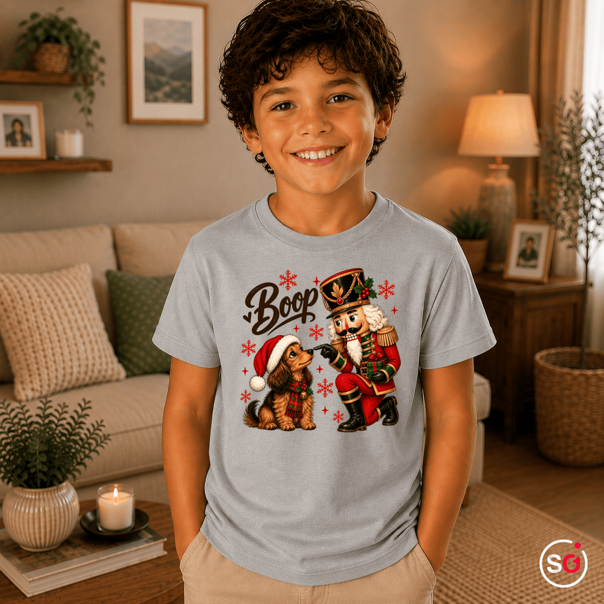 Kinder T-Shirt mit Nussknacker und Hund 'Boop' Motiv – Weihnachtliches Design - StyleOne