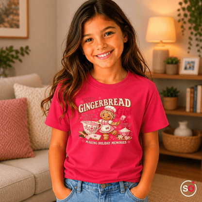 Kinder T-Shirt mit süßem Gingerbread Girl | Lebkuchen Mädchen zum Plätzchen backen - StyleOne