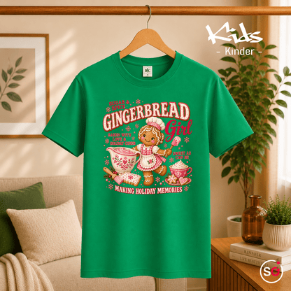 Kinder T-Shirt mit süßem Gingerbread Girl | Lebkuchen Mädchen zum Plätzchen backen - StyleOne