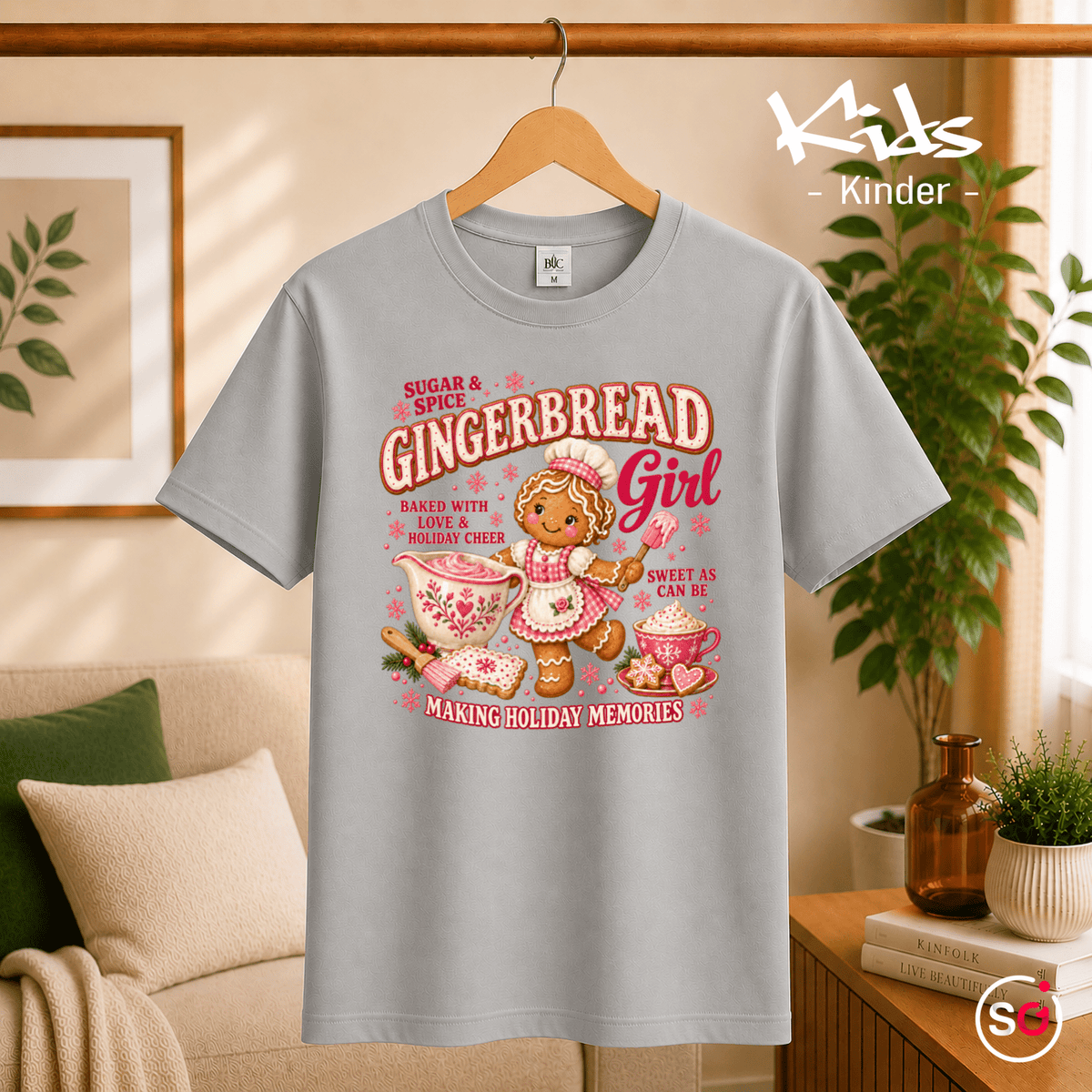 Kinder T-Shirt mit süßem Gingerbread Girl | Lebkuchen Mädchen zum Plätzchen backen - StyleOne