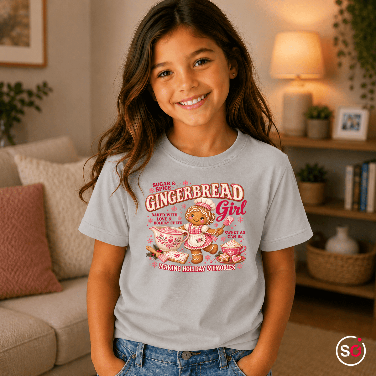 Kinder T-Shirt mit süßem Gingerbread Girl | Lebkuchen Mädchen zum Plätzchen backen - StyleOne