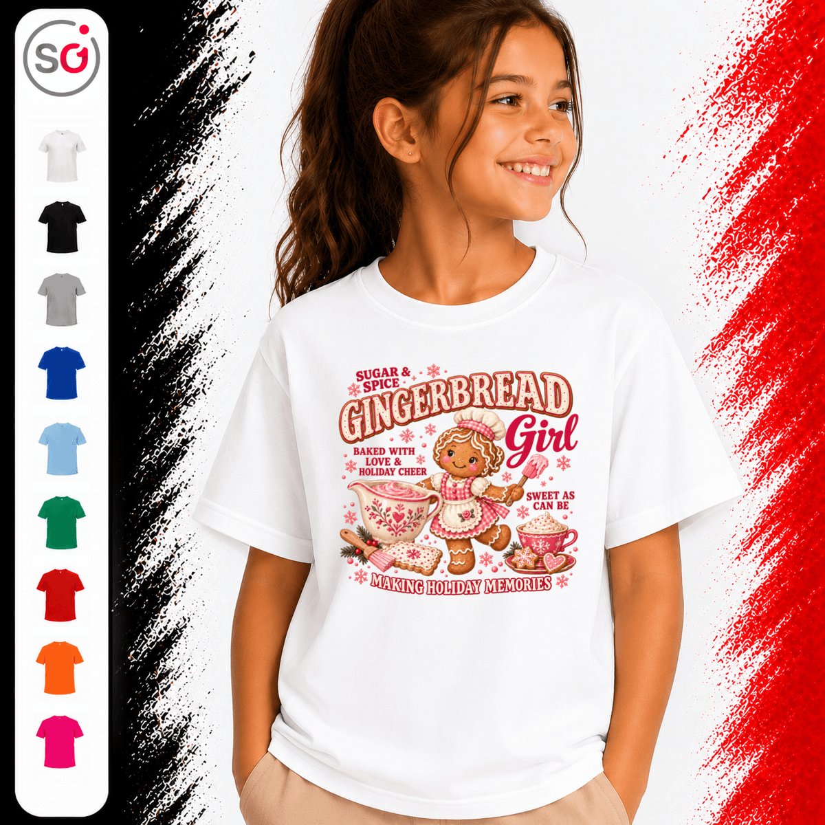 Kinder T-Shirt mit süßem Gingerbread Girl | Lebkuchen Mädchen zum Plätzchen backen - StyleOne