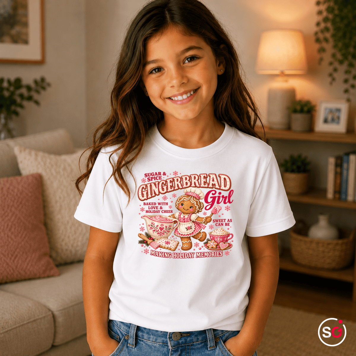 Kinder T-Shirt mit süßem Gingerbread Girl | Lebkuchen Mädchen zum Plätzchen backen - StyleOne