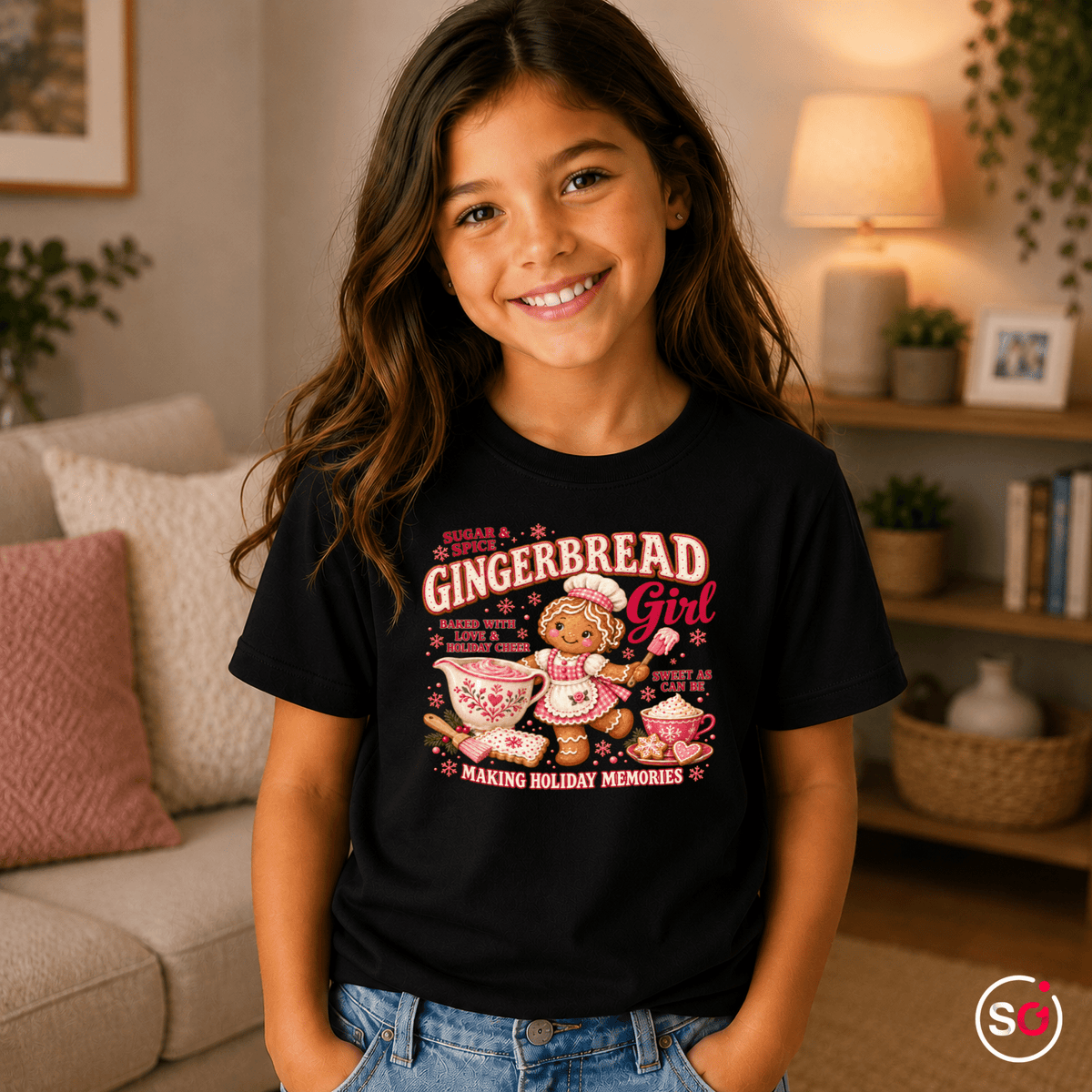 Kinder T-Shirt mit süßem Gingerbread Girl | Lebkuchen Mädchen zum Plätzchen backen - StyleOne