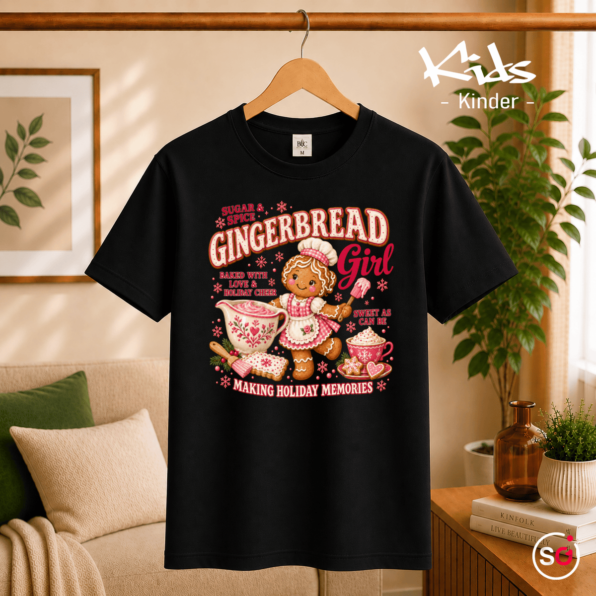Kinder T-Shirt mit süßem Gingerbread Girl | Lebkuchen Mädchen zum Plätzchen backen - StyleOne