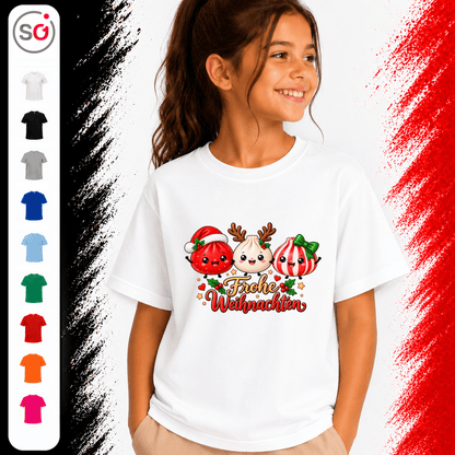 Kinder T-Shirt mit süßen Weihnachts-Dumplings | Frohe Weihnachten Kawaii Design - StyleOne