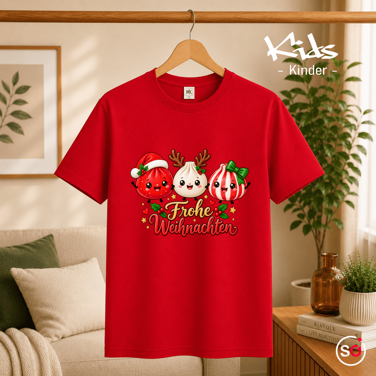 Kinder T-Shirt mit süßen Weihnachts-Dumplings | Frohe Weihnachten Kawaii Design - StyleOne