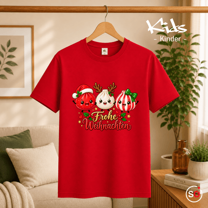 Kinder T-Shirt mit süßen Weihnachts-Dumplings | Frohe Weihnachten Kawaii Design - StyleOne