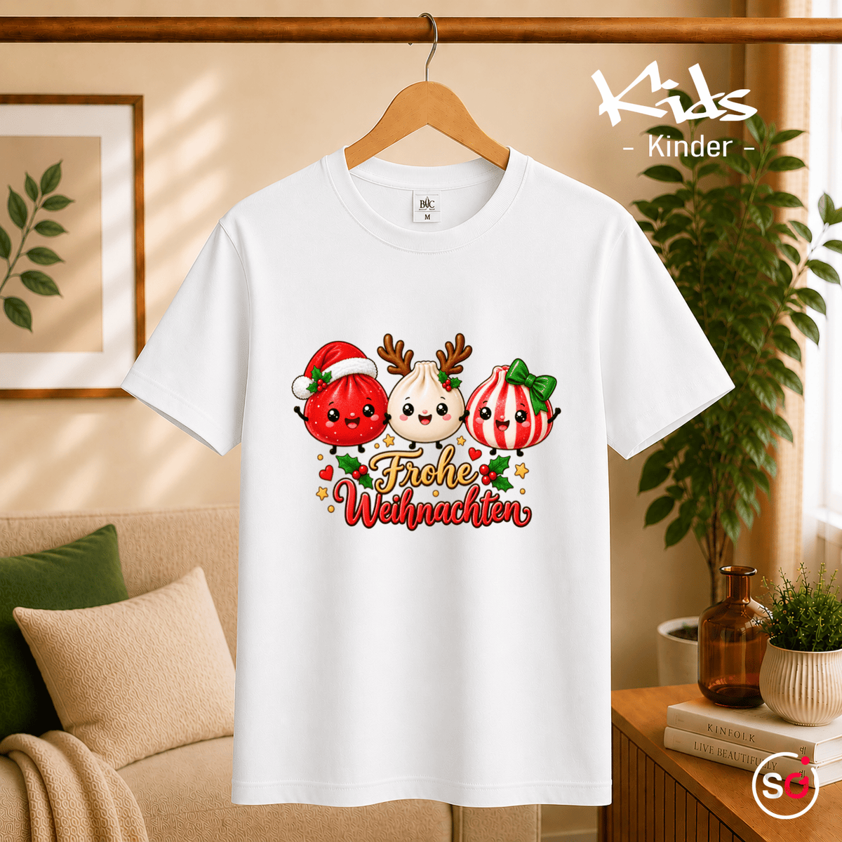 Kinder T-Shirt mit süßen Weihnachts-Dumplings | Frohe Weihnachten Kawaii Design - StyleOne