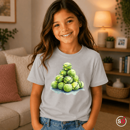 Kinder T-Shirt mit Tennisball-Weihnachtsbaum & Lichterkette - StyleOne