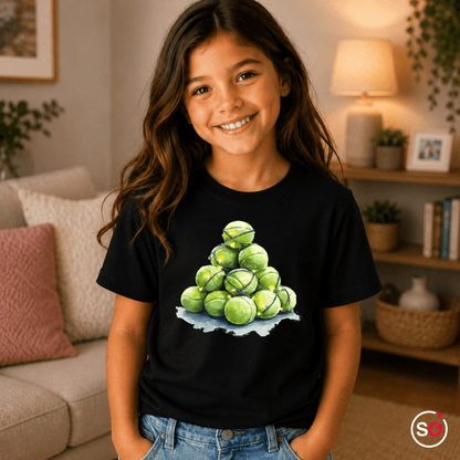 Kinder T-Shirt mit Tennisball-Weihnachtsbaum & Lichterkette - StyleOne