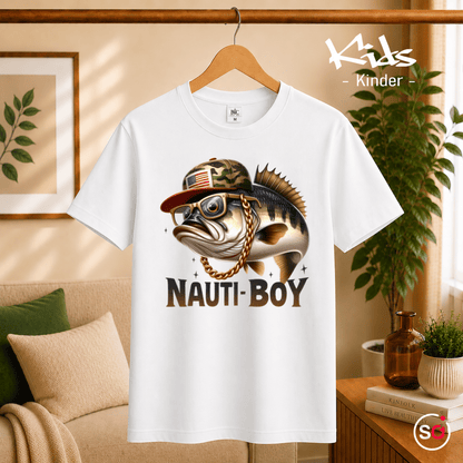 Kinder T-Shirt 'Nauti-Boy' – Cooler Fisch im Hip-Hop-Style für kleine Angler - StyleOne