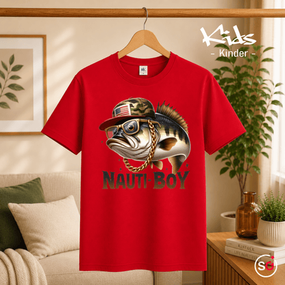 Kinder T-Shirt 'Nauti-Boy' – Cooler Fisch im Hip-Hop-Style für kleine Angler - StyleOne