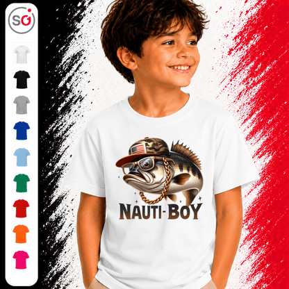 Kinder T-Shirt 'Nauti-Boy' – Cooler Fisch im Hip-Hop-Style für kleine Angler - StyleOne