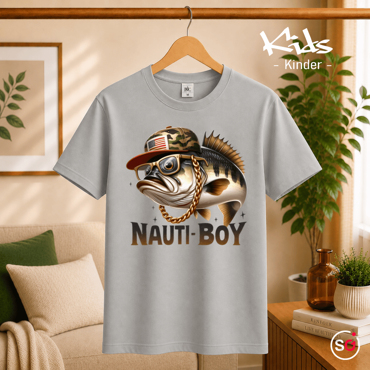 Kinder T-Shirt 'Nauti-Boy' – Cooler Fisch im Hip-Hop-Style für kleine Angler - StyleOne