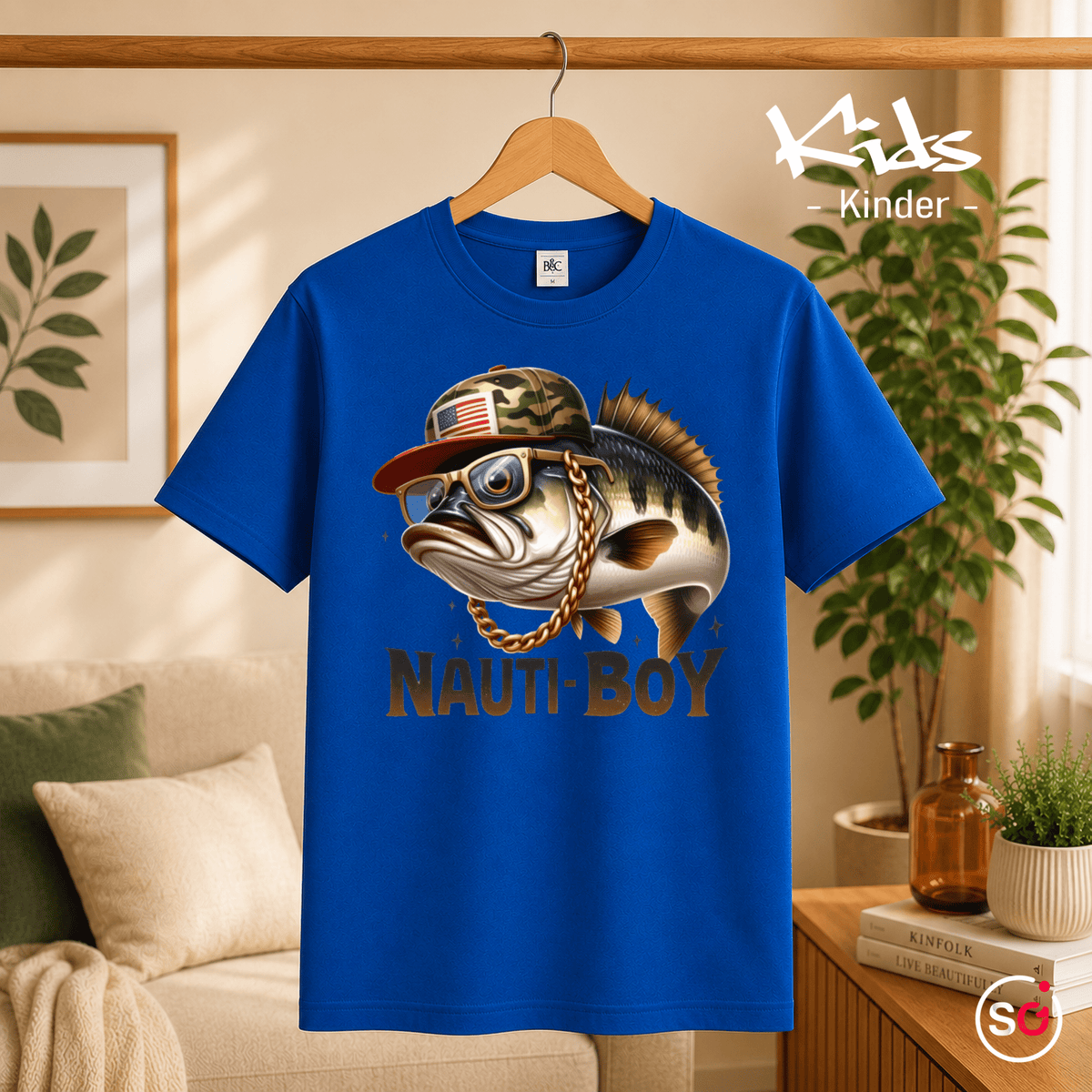 Kinder T-Shirt 'Nauti-Boy' – Cooler Fisch im Hip-Hop-Style für kleine Angler - StyleOne