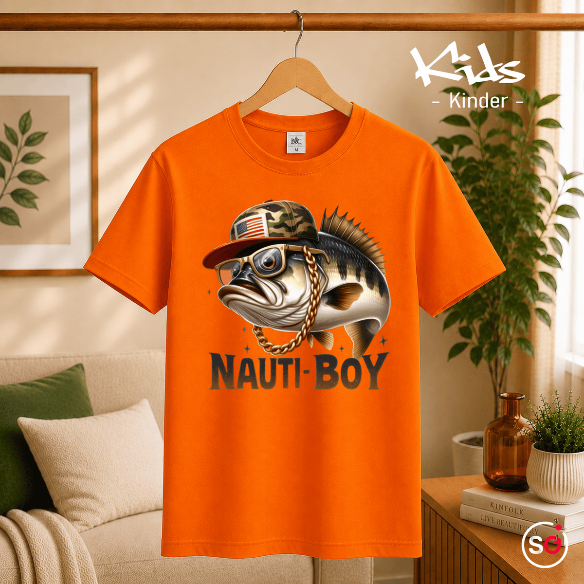 Kinder T-Shirt 'Nauti-Boy' – Cooler Fisch im Hip-Hop-Style für kleine Angler - StyleOne
