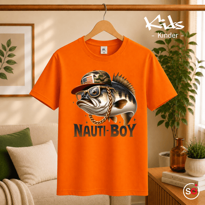 Kinder T-Shirt 'Nauti-Boy' – Cooler Fisch im Hip-Hop-Style für kleine Angler - StyleOne