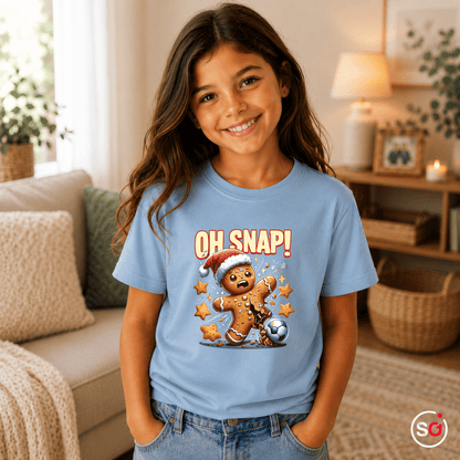 Kinder T-Shirt 'Oh Snap!' mit Lebkuchenmann beim Fußball – Lustiges Weihnachts-Design - StyleOne