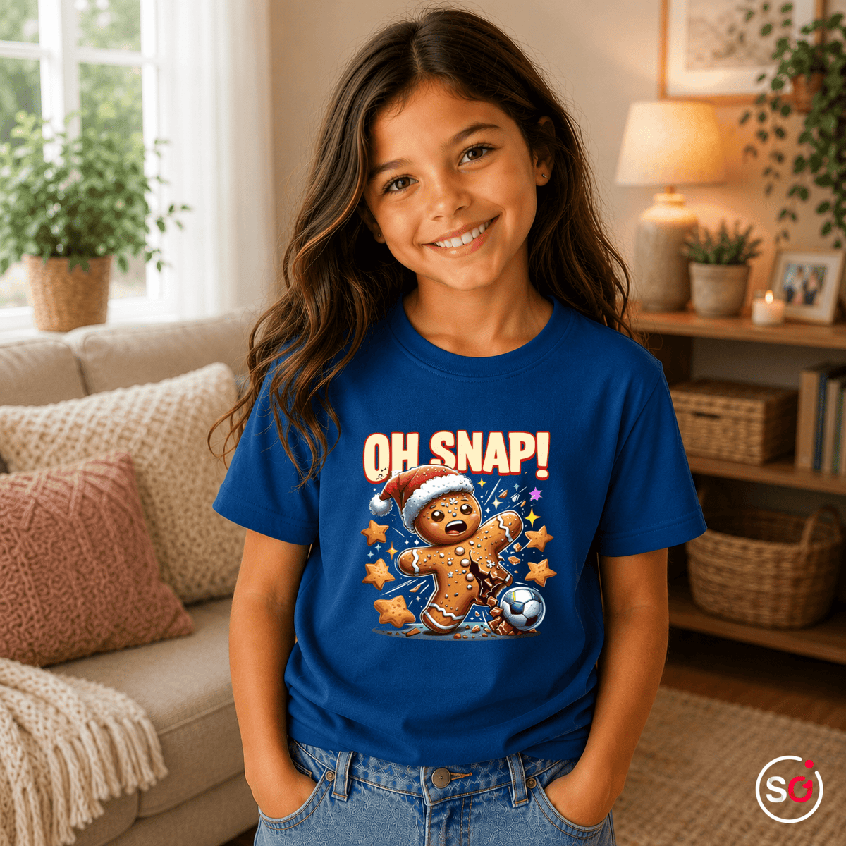 Kinder T-Shirt 'Oh Snap!' mit Lebkuchenmann beim Fußball – Lustiges Weihnachts-Design - StyleOne