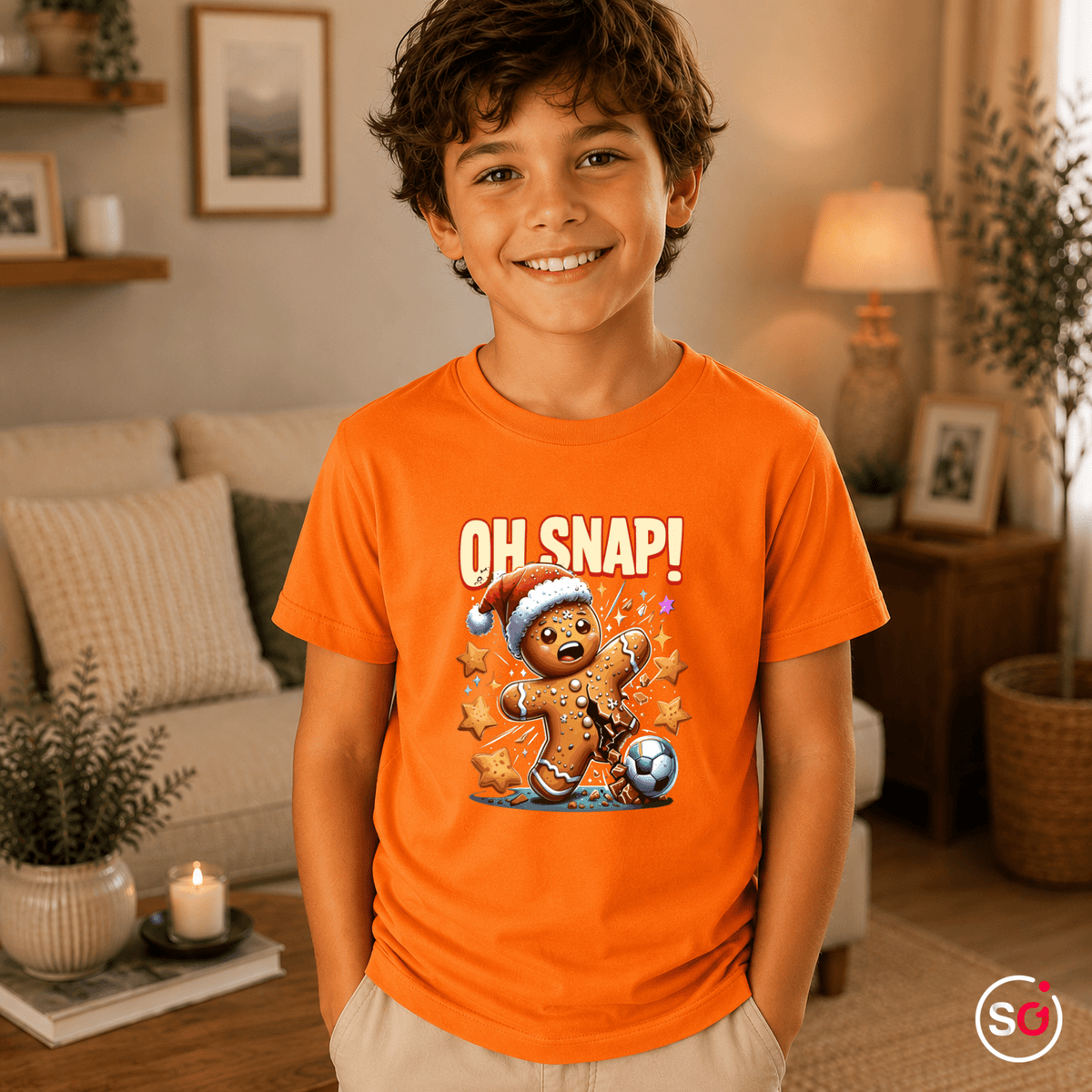 Kinder T-Shirt 'Oh Snap!' mit Lebkuchenmann beim Fußball – Lustiges Weihnachts-Design - StyleOne