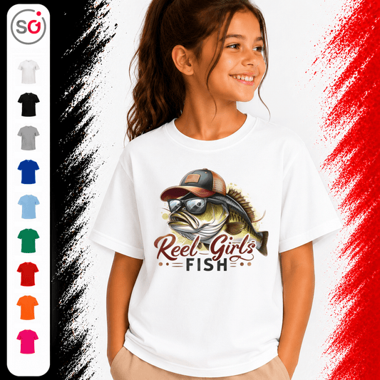 Kinder T-Shirt 'Reel Girls Fish' mit coolem Angler-Fisch Motiv - StyleOne