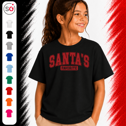 Kinder T-Shirt 'Santa's Favorite' | Lustiges Weihnachtsmotiv im coolen College-Look - StyleOne
