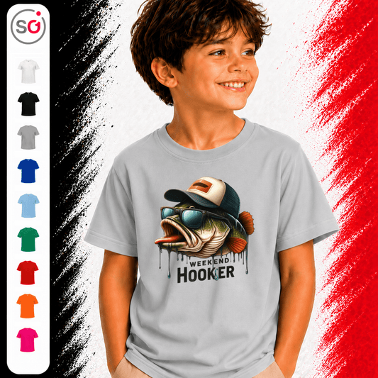 Kinder T-Shirt 'Weekend Hooker' mit coolem Angler-Fisch & Cappy - StyleOne