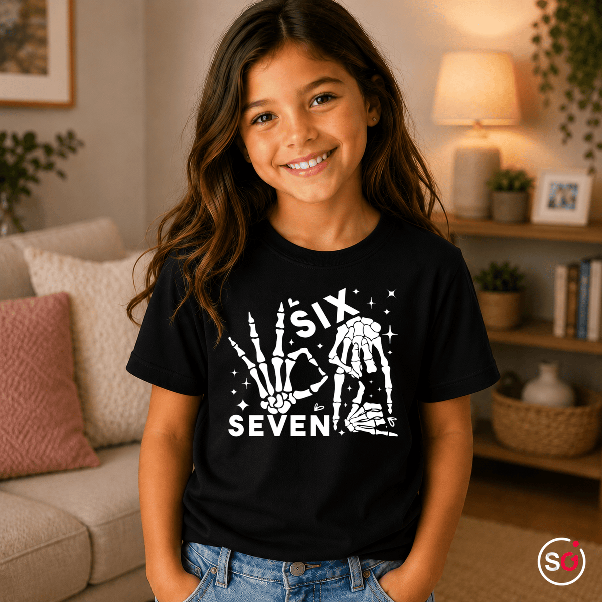 Kinder T-Shirt zum 7. Geburtstag mit Skelett-Händen | Six & Seven Design - StyleOne