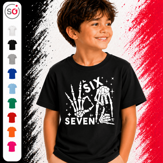 Kinder T-Shirt zum 7. Geburtstag mit Skelett-Händen | Six & Seven Design - StyleOne