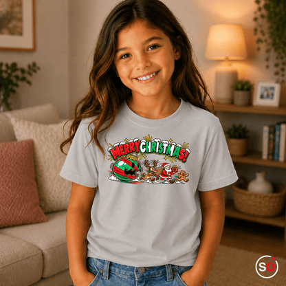Kinder Weihnachts-T-Shirt 'Merry Christmas' mit Weihnachtsmann, Rentier & Lebkuchenmann - StyleOne