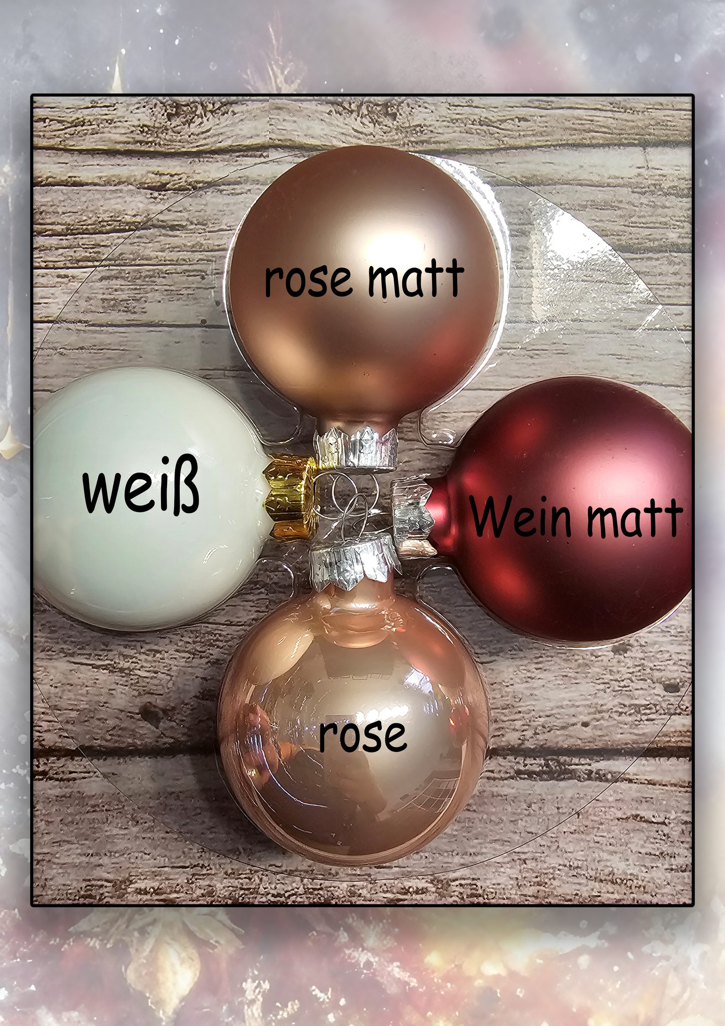 Personalisierte Weihnachtskugeln 4er-Set – Farb-Set wählbar, 9 Motive, 3 Schriften | Christbaumkugeln mit Wunschname