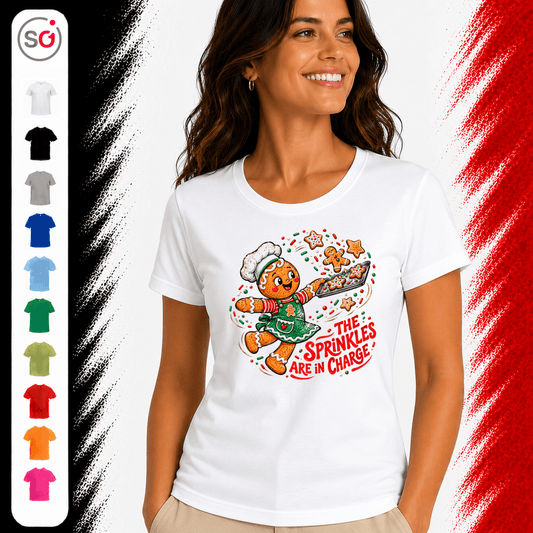Lebkuchenmännchen T-Shirt mit Back-Motiv | 'The Sprinkles are in Charge' Weihnachtsdesign - StyleOne