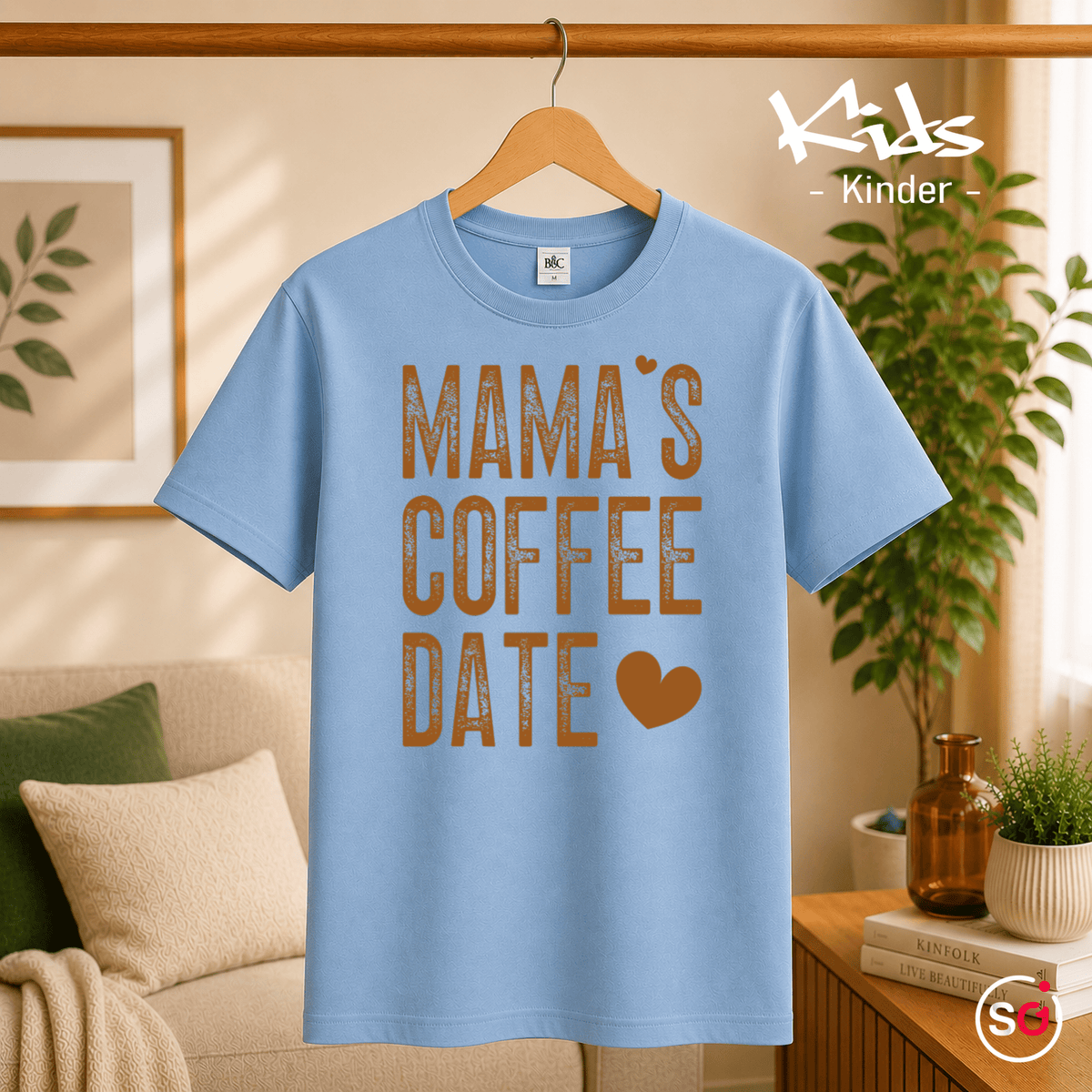 Mama's Coffee Date Kinder T-Shirt | Süßer Spruch mit Herz für die Zeit mit Mama - StyleOne