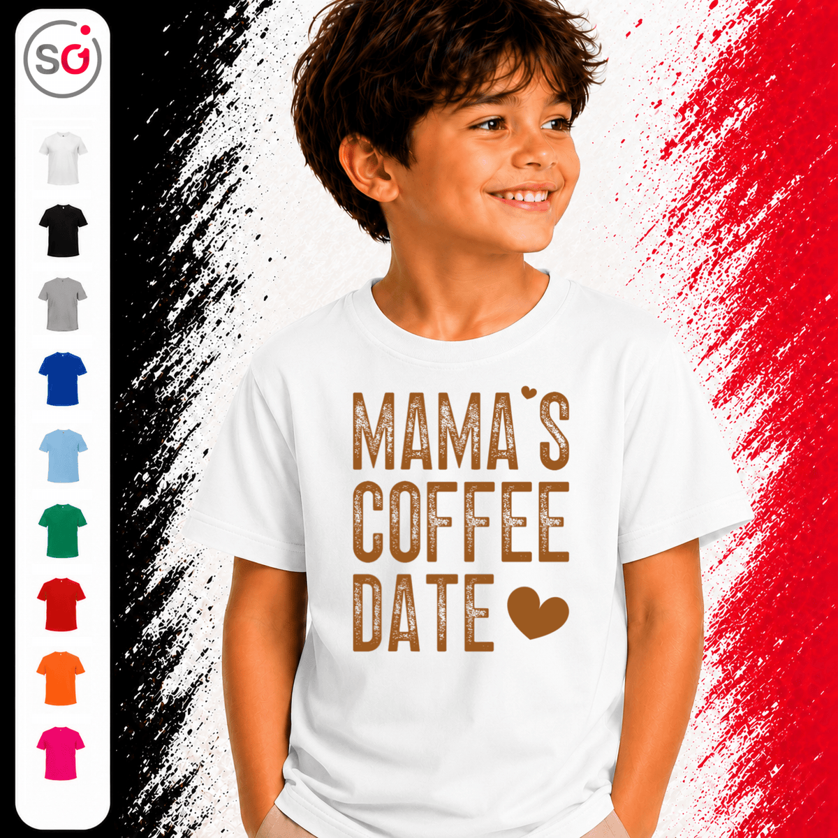 Mama's Coffee Date Kinder T-Shirt | Süßer Spruch mit Herz für die Zeit mit Mama - StyleOne