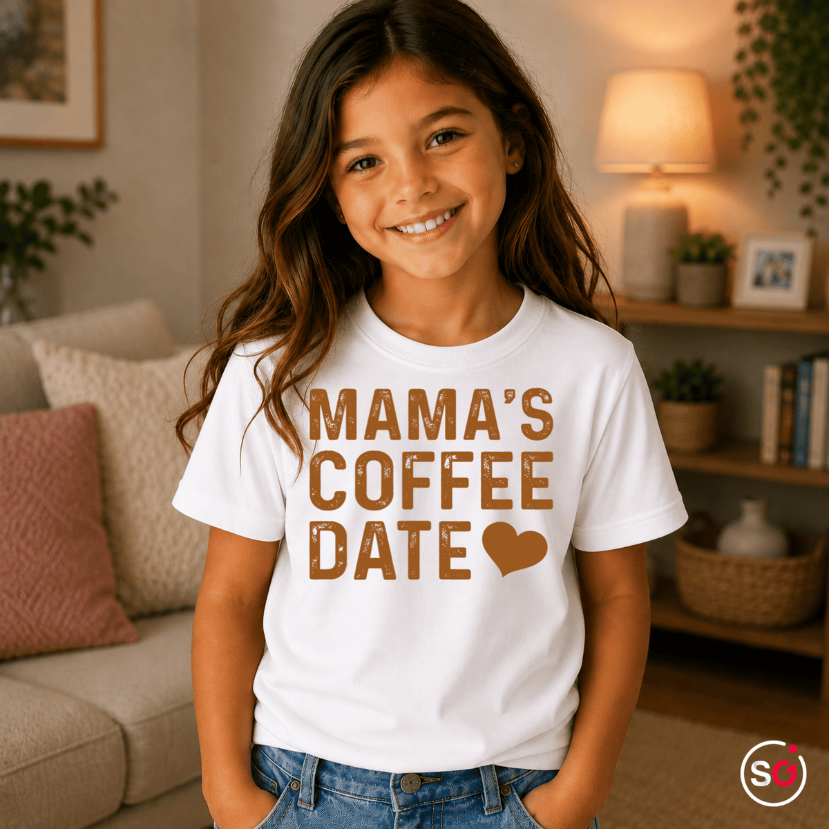 Mama's Coffee Date Kinder T-Shirt | Süßer Statement-Spruch mit Herz für kleine Begleiter - StyleOne