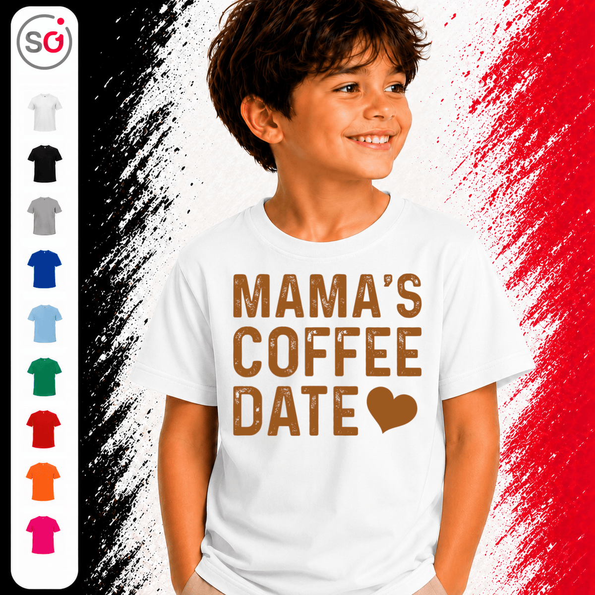 Mama's Coffee Date Kinder T-Shirt | Süßer Statement-Spruch mit Herz für kleine Begleiter - StyleOne