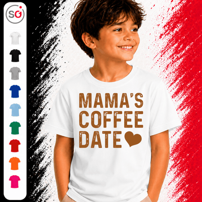 Mama's Coffee Date Kinder T-Shirt | Süßer Statement-Spruch mit Herz für kleine Begleiter - StyleOne
