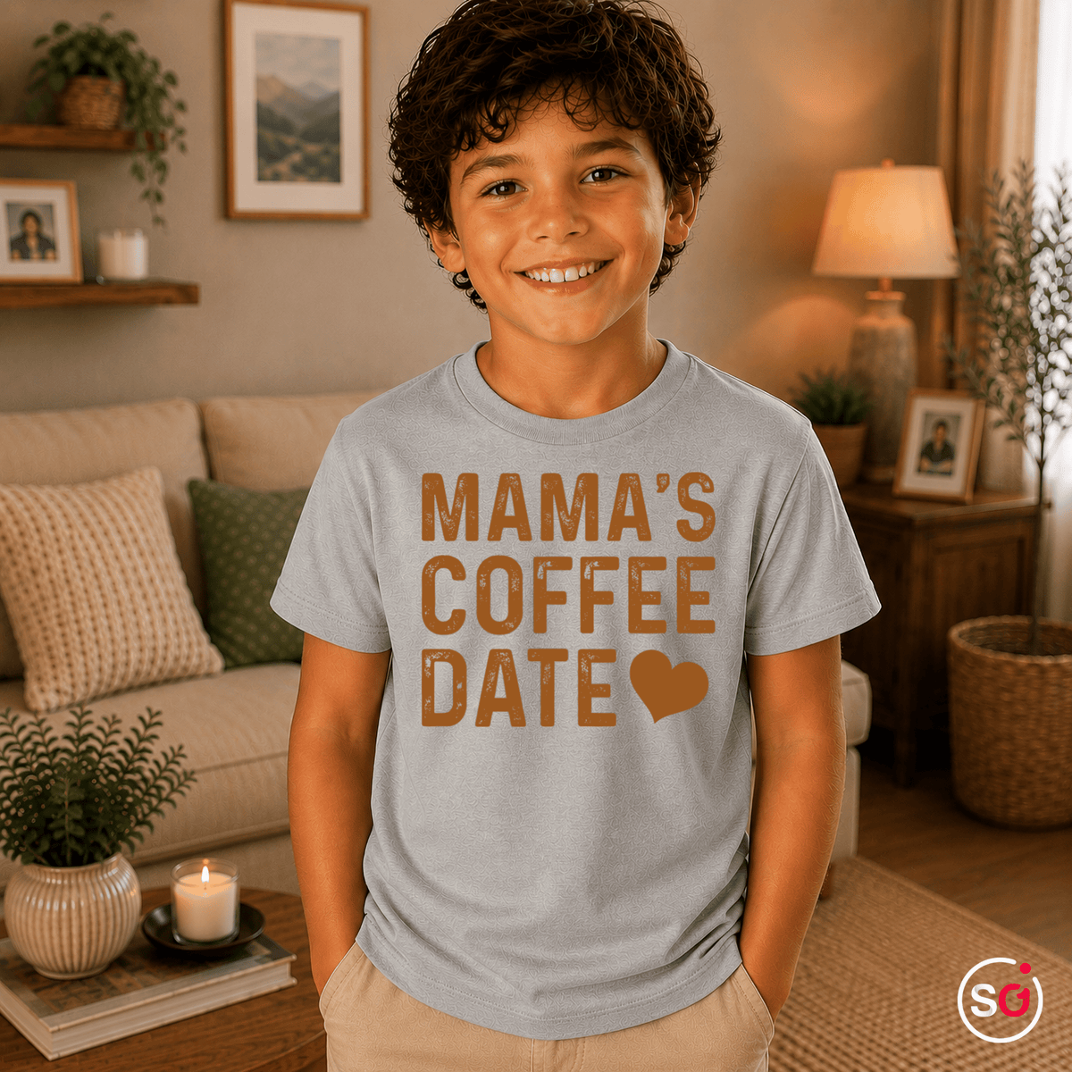 Mama's Coffee Date Kinder T-Shirt | Süßer Statement-Spruch mit Herz für kleine Begleiter - StyleOne