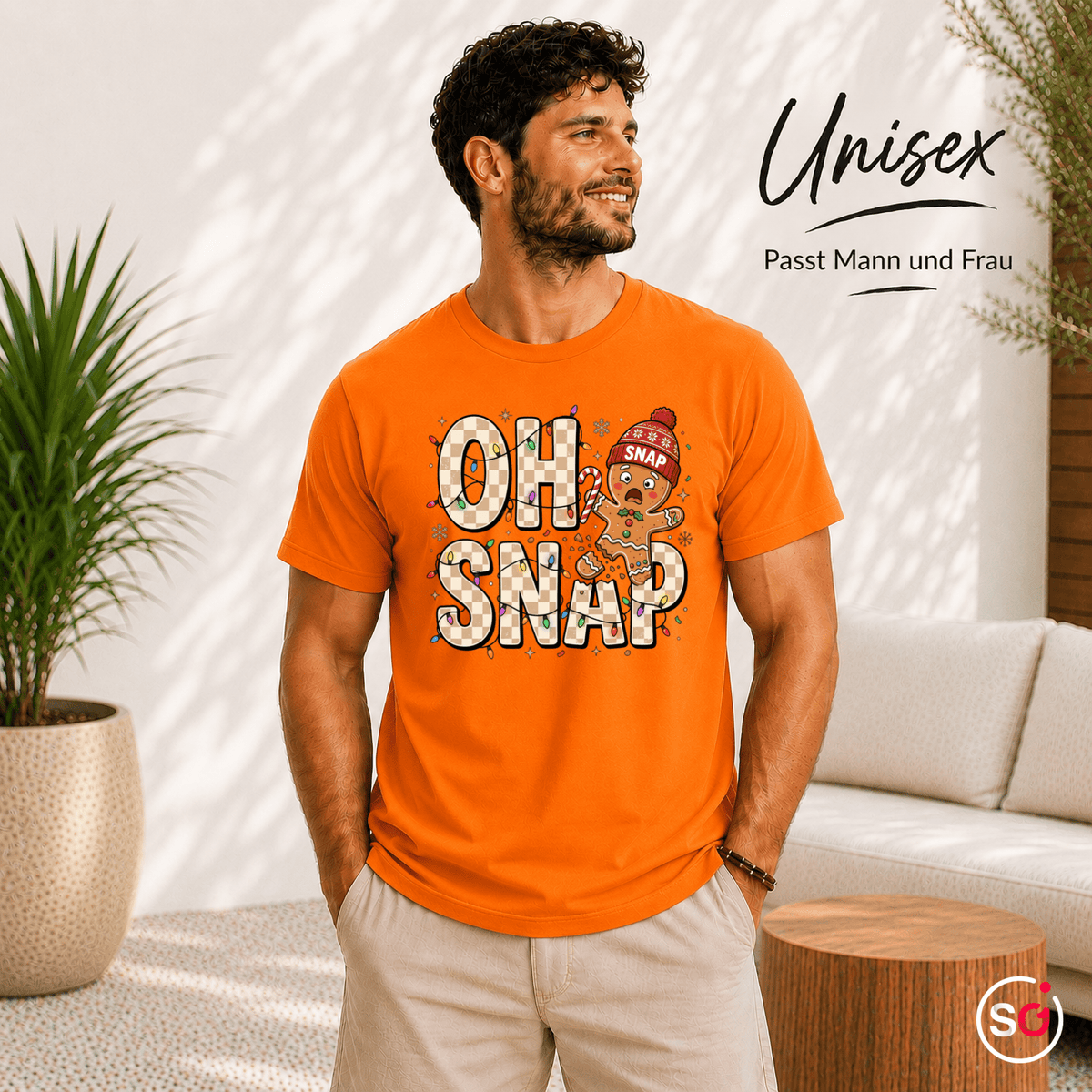 Oh Snap T-Shirt mit lustigem Lebkuchenmann | Witziges Design für die Weihnachtszeit & Advent - StyleOne