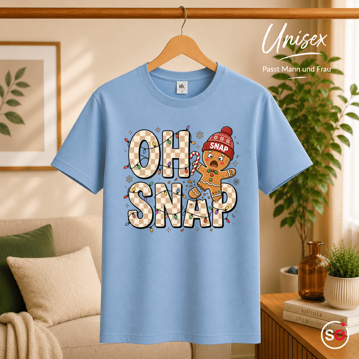 Oh Snap T-Shirt mit lustigem Lebkuchenmann | Witziges Design für die Weihnachtszeit & Advent - StyleOne