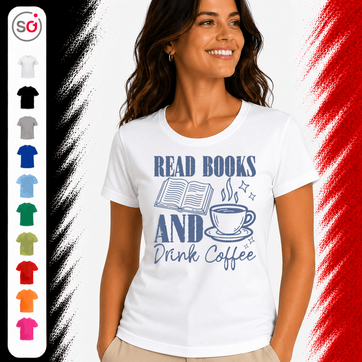 READ BOOKS AND Drink Coffee Shirt – Gemütliches Design für Bücherwürmer & Kaffeeliebhaber - StyleOne