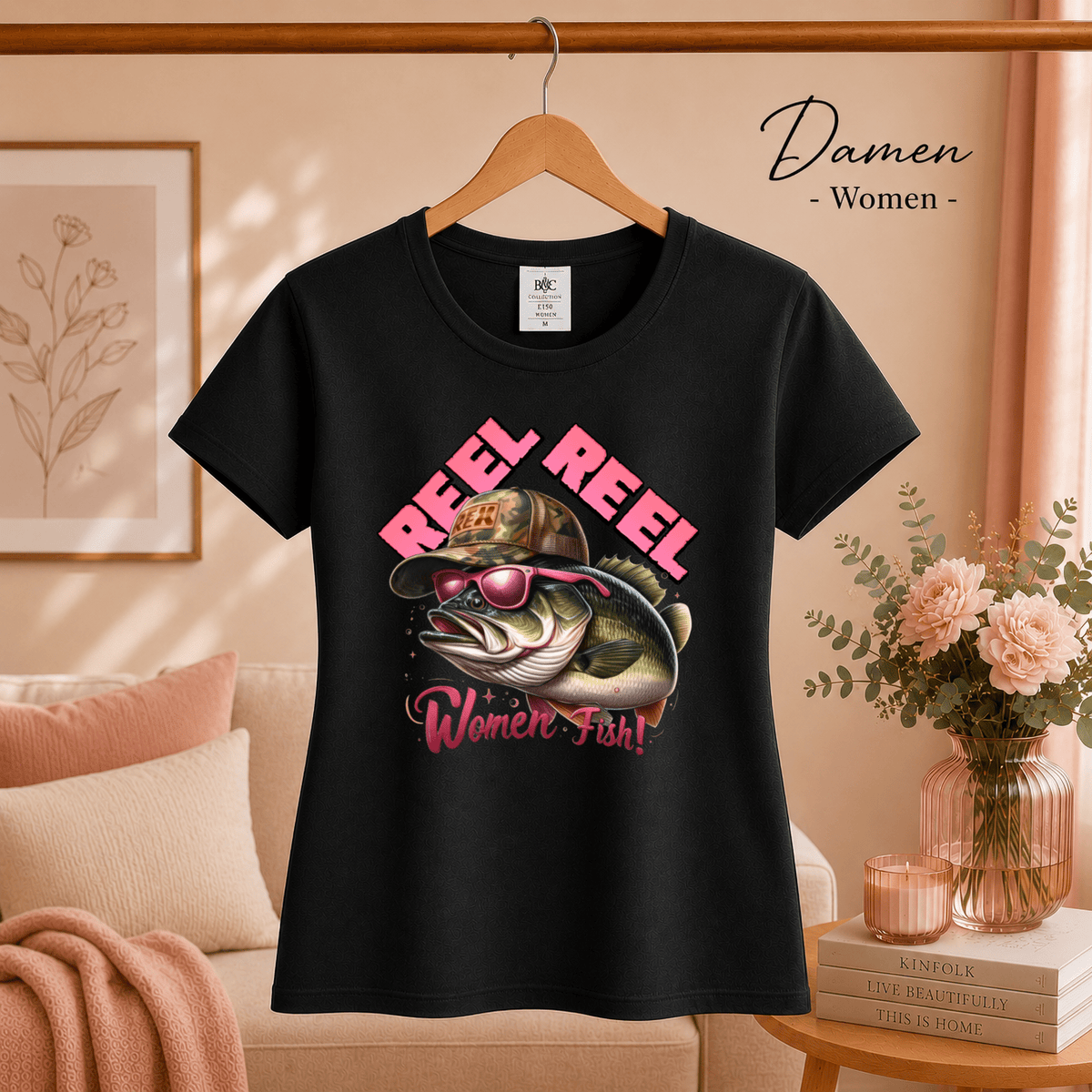 Reel Reel Women Fish! T-Shirt | Cooler Angel-Fisch mit Cap und Sonnenbrille - StyleOne