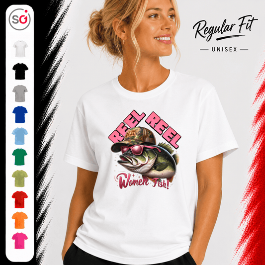 Reel Reel Women Fish! T-Shirt | Cooler Angel-Fisch mit Cap und Sonnenbrille - StyleOne