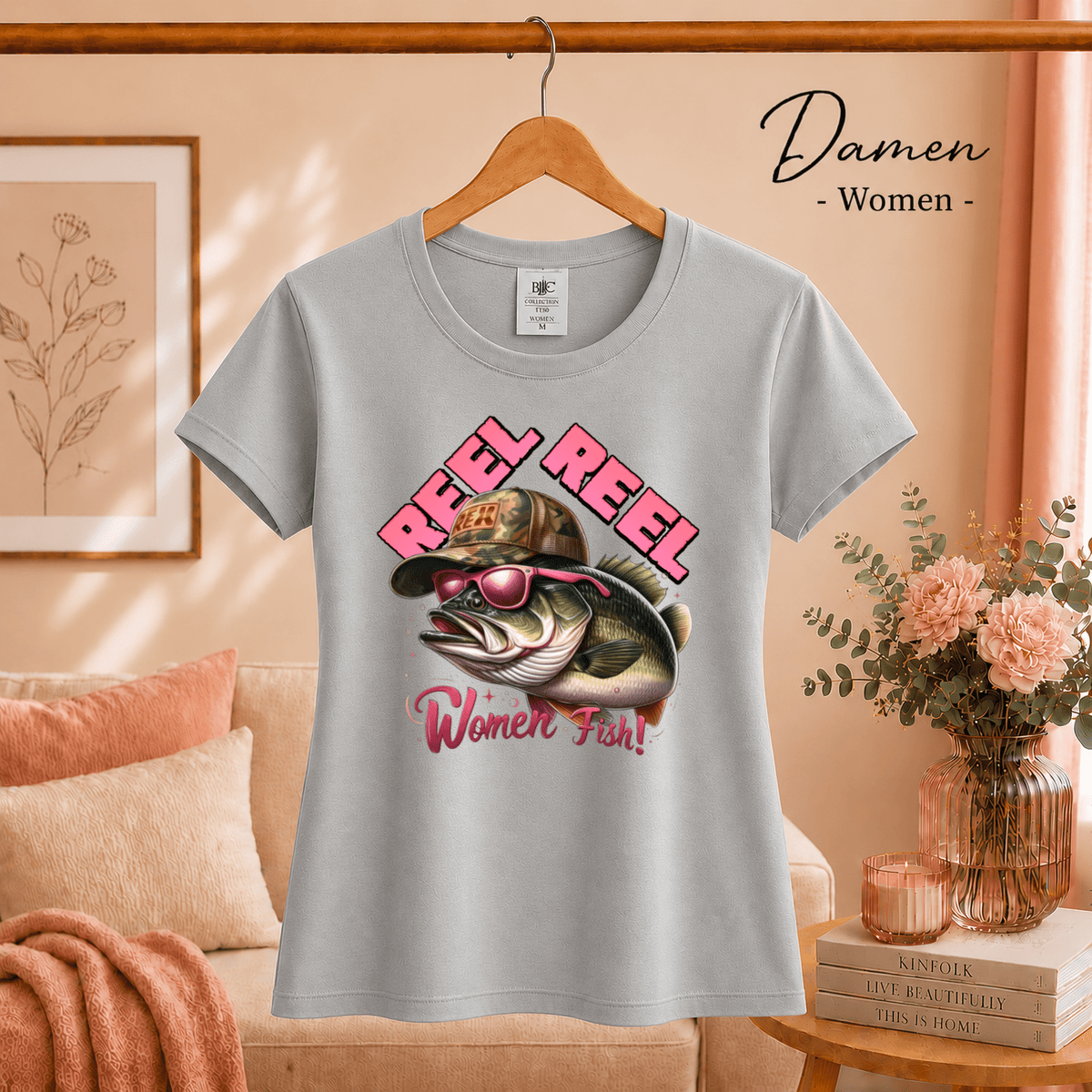 Reel Reel Women Fish! T-Shirt | Cooler Angel-Fisch mit Cap und Sonnenbrille - StyleOne
