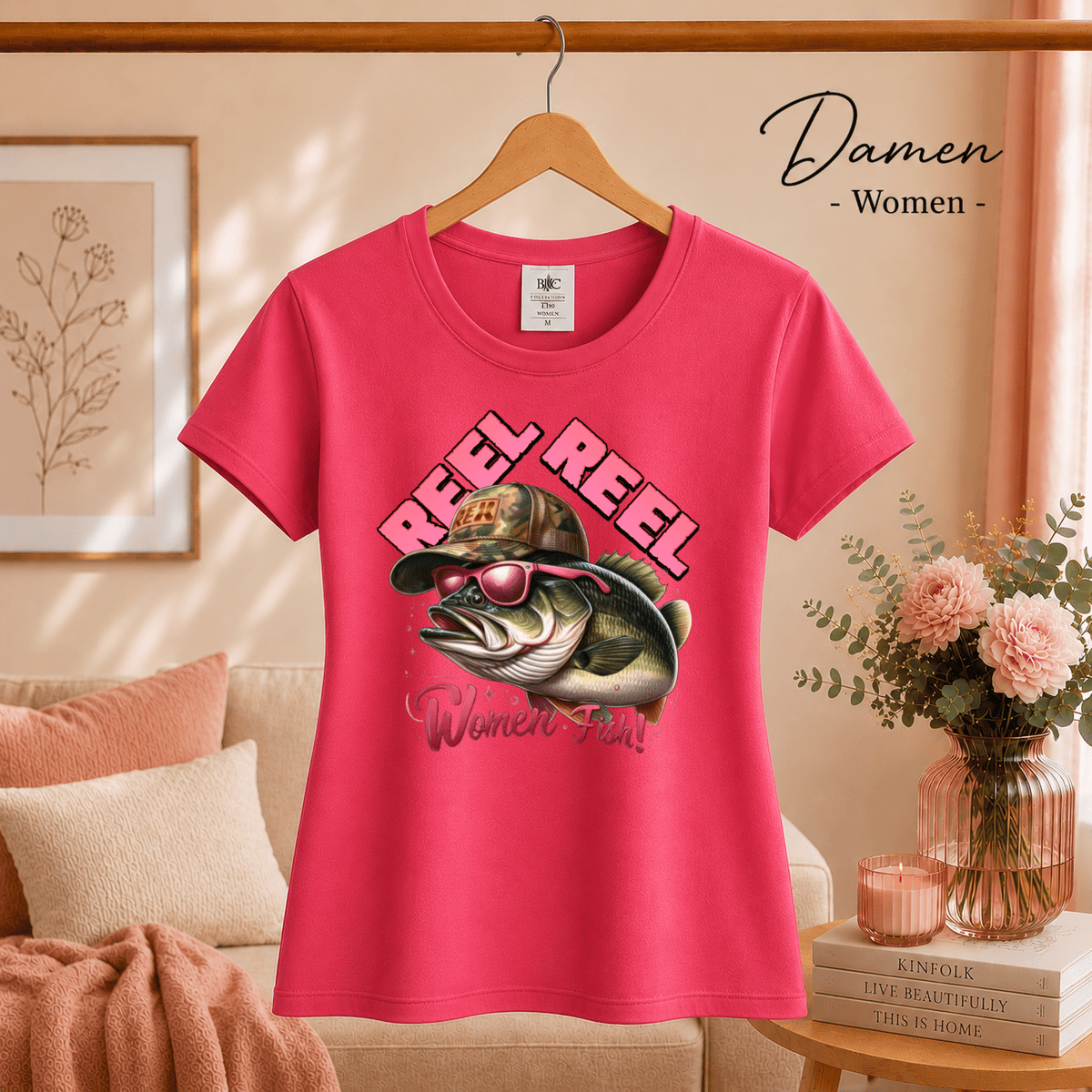 Reel Reel Women Fish! T-Shirt | Cooler Angel-Fisch mit Cap und Sonnenbrille - StyleOne