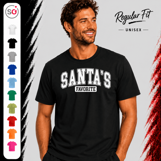 Santa's Favorite T-Shirt: Lustiges Weihnachts-Statement im coolen College-Look - StyleOne