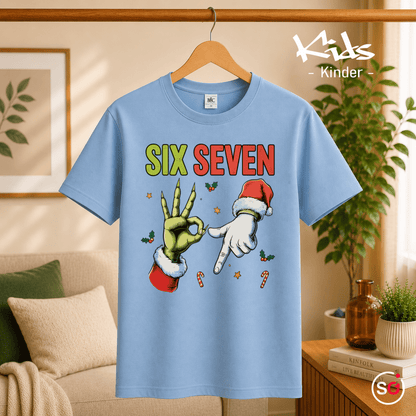 Six Seven Kinder T-Shirt | Lustiges Weihnachts-Motiv mit Grinch- & Santa-Händen - StyleOne