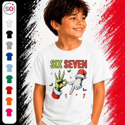 Six Seven Kinder T-Shirt | Lustiges Weihnachts-Motiv mit Grinch- & Santa-Händen - StyleOne