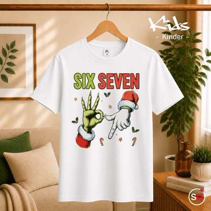 Six Seven Kinder T-Shirt | Lustiges Weihnachts-Motiv mit Grinch- & Santa-Händen - StyleOne